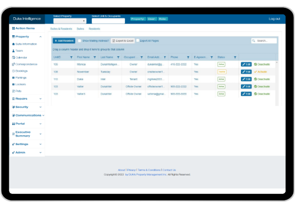 Resident Software Resident Database – Duka Intelligence Inc.